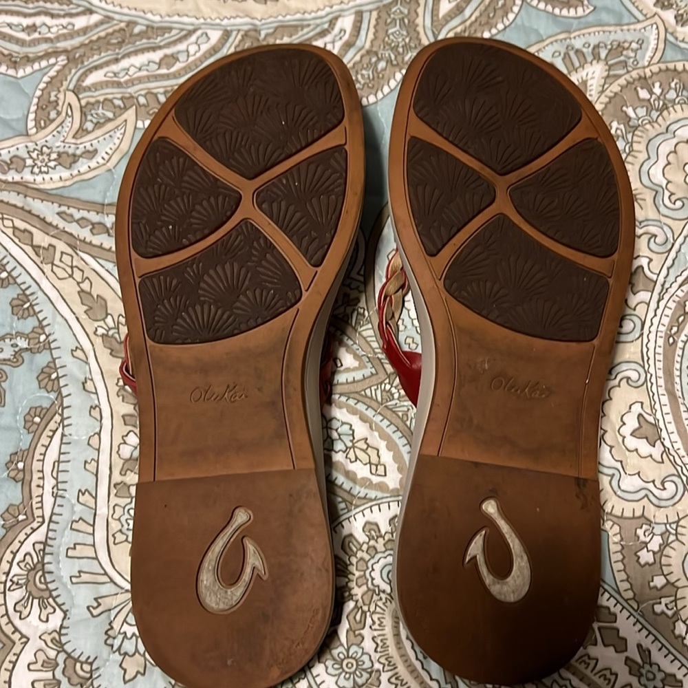 Olukai Braided Leather Thong Flip Flops - Picture 2 of 5